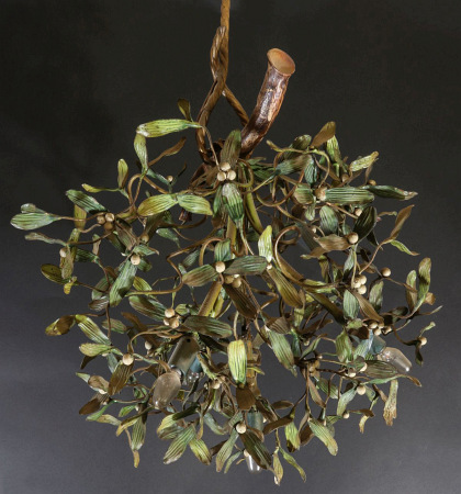 A Cold Painted Bronze Mistletoe Chandelier