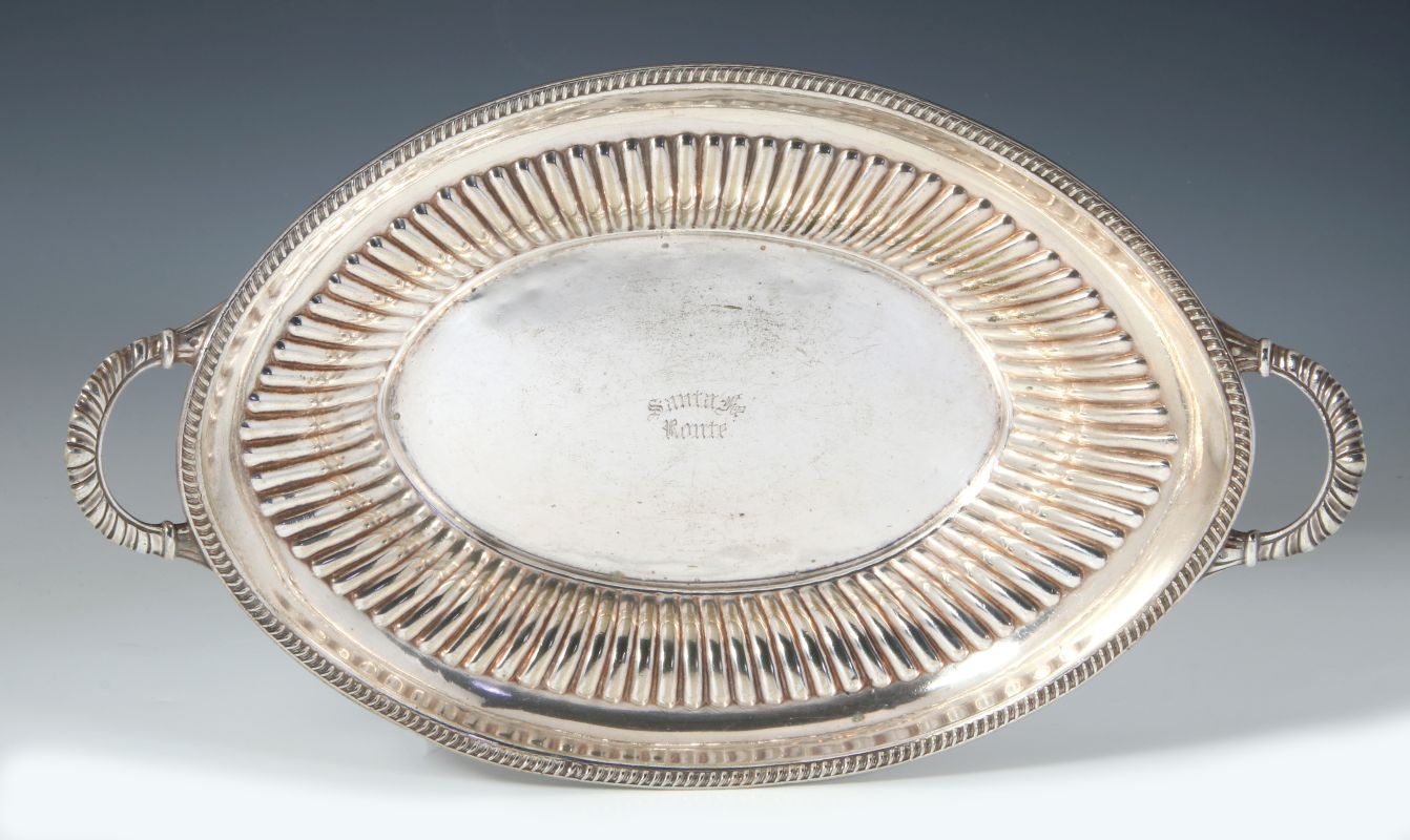 AT&SF RR 'SANTA FE ROUTE' OVAL SILVER  BREAD TRAY