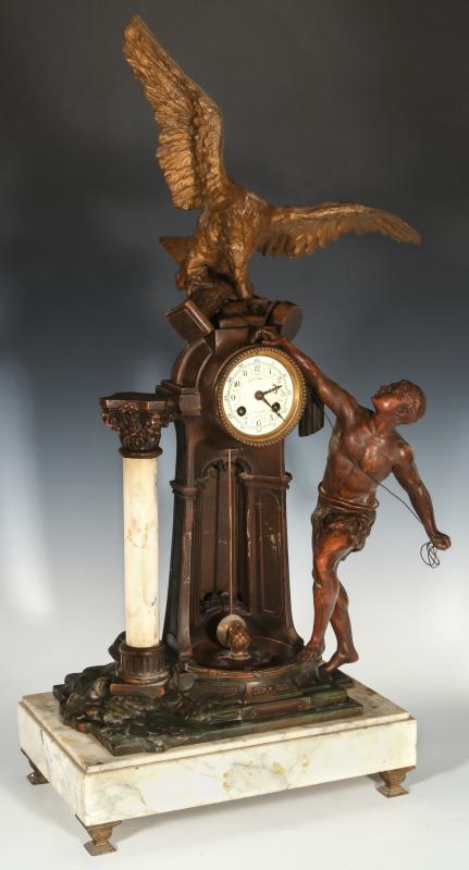 A 19TH CENTURY FRENCH FIGURAL MANTEL CLOCK
