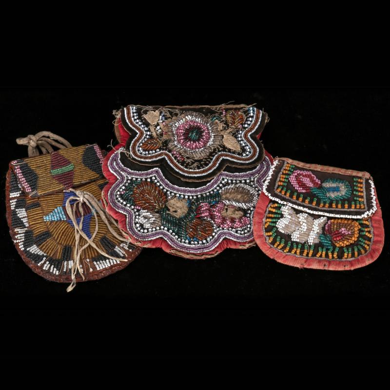 IROQUOIS AND PLAINS INDIAN BEADED POUCHES