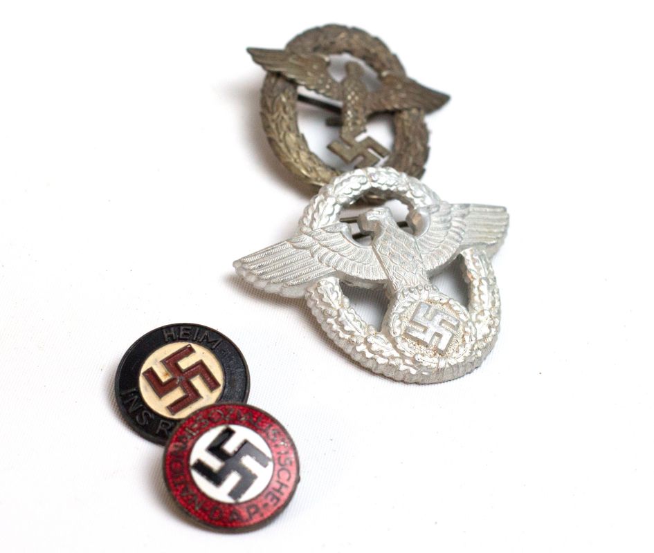 NSDAP MEMBERSHIP BADGE, POLICE CAP BADGES