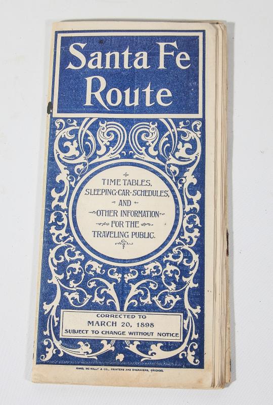 A SANTA FE ROUTE 1898 TIME TABLE