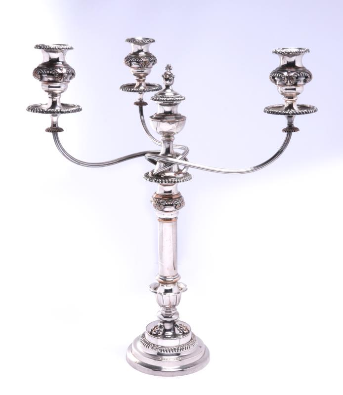 A FINE EARLY 19TH C. OLD SHEFFIELD PLATE CANDELABR