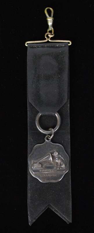 STERLING VICTOR PHONOGRAPH ADVERTISING RIBBON FOB