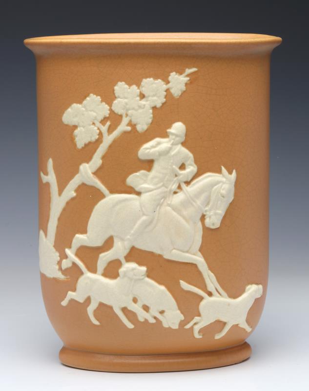 A WELLER 'CHASE' PATTERN ART POTTERY VASE