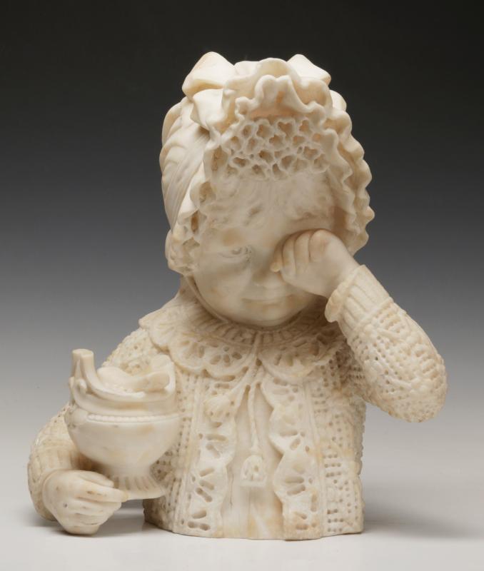 A 19TH C. ITALIAN SCHOOL MARBLE BUST OF CHILD