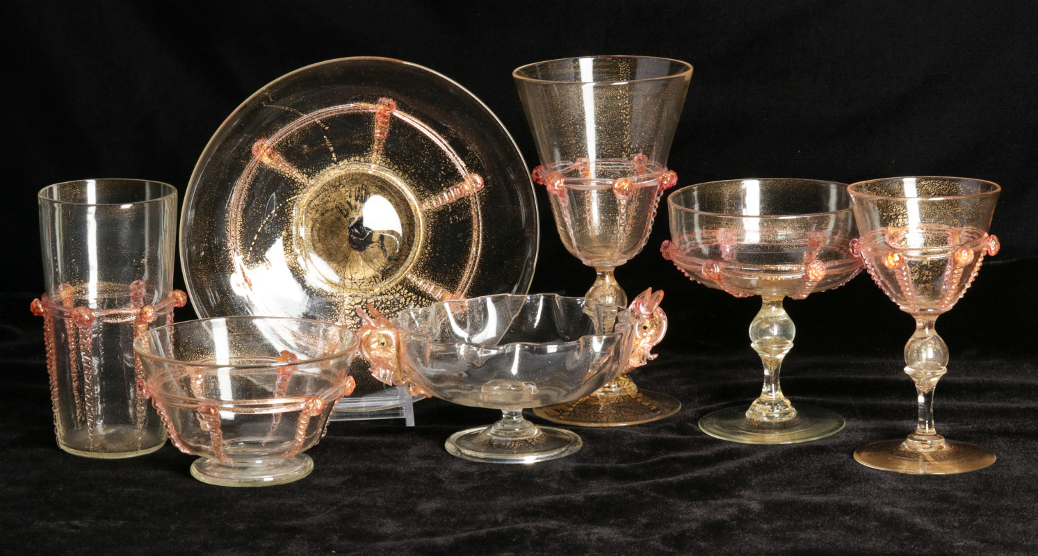 AN IMPRESSIVE 83 PC SET OF SALVIATI VENETIAN GLASS