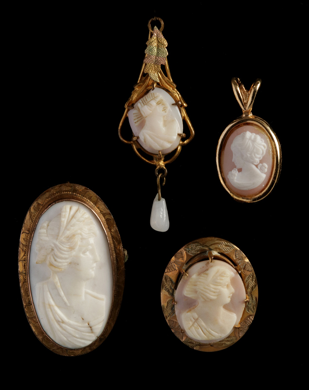 VINTAGE AND ANTIQUE CARVED CAMEO BROOCHES