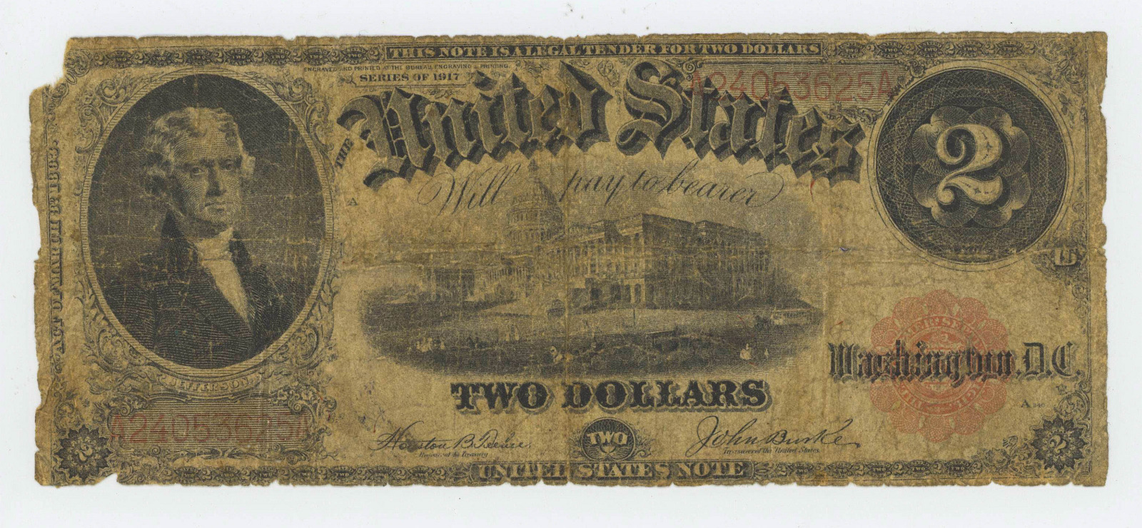 1917 TWO DOLLAR LEGAL TENDER NOTE