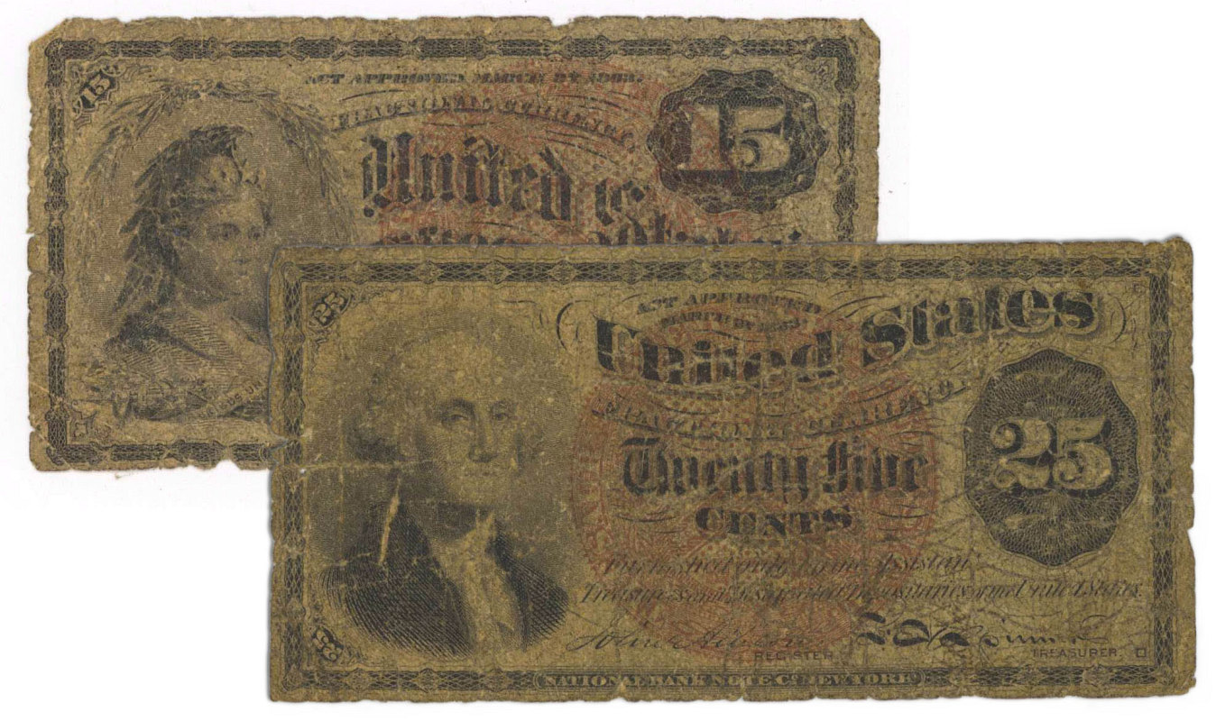 TWO FRACTIONAL CURRENCY NOTES