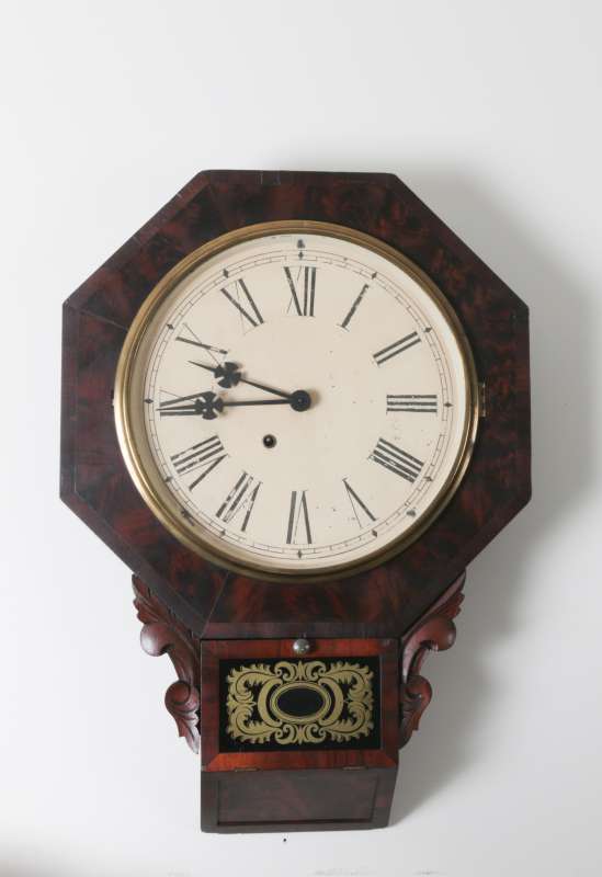 AN ANGLO-AMERICAN ROSEWOOD WALL CLOCK CIRCA 1860