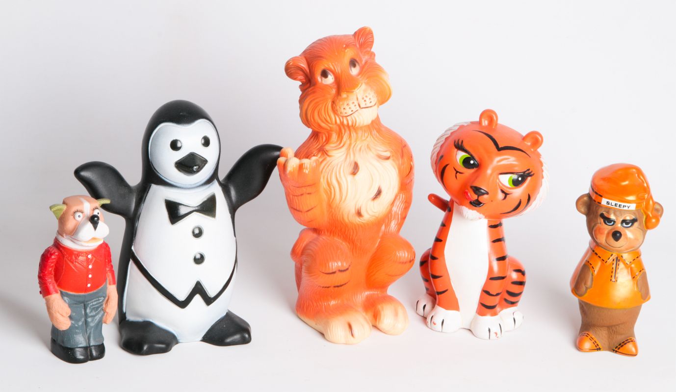 FIVE FIGURAL ANIMAL ADVERTISING MASCOTS