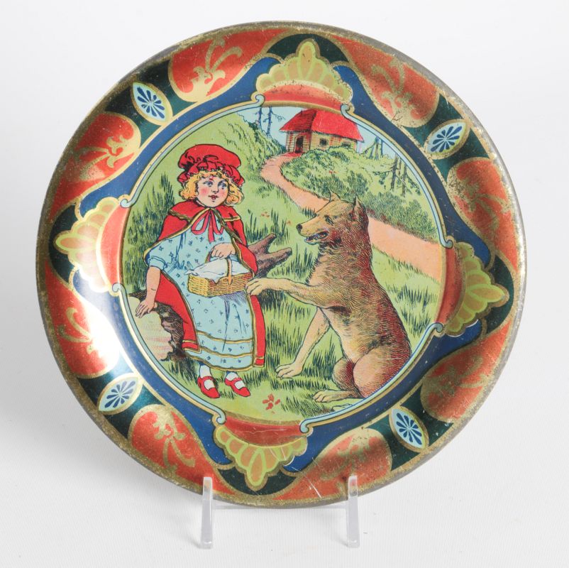 A RED RIDING HOOD TIN LITHO CHILD'S PLATE