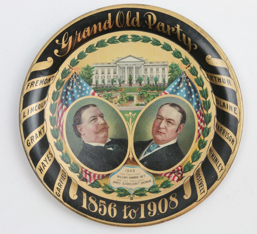 A 1908 GRAND OLD PARTY TIN LITHO POLITICAL TRAY