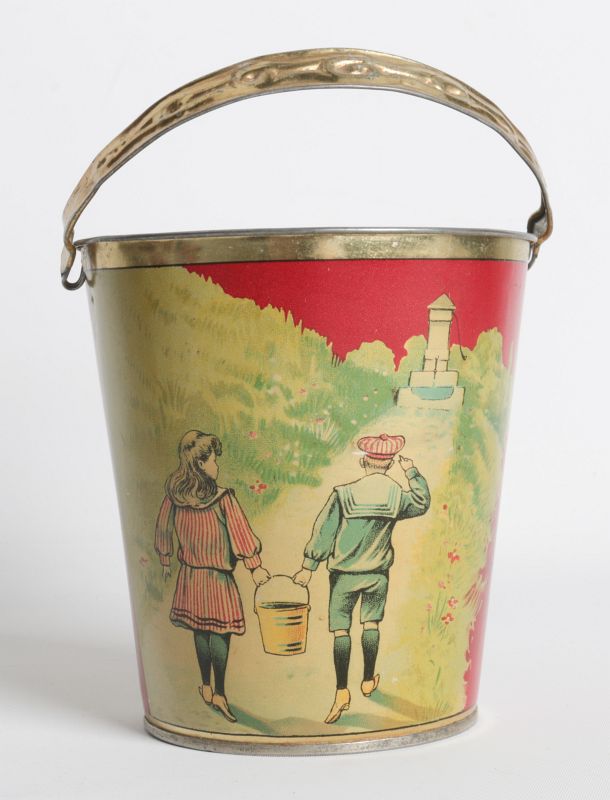 AN EXTRA NICE JACK AND JILL TIN LITHO CHILD'S PAIL