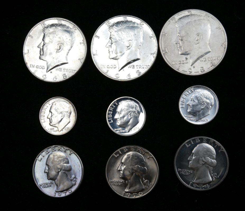 GROUP OF AMERICAN COINS $.50, $.25 and $.10