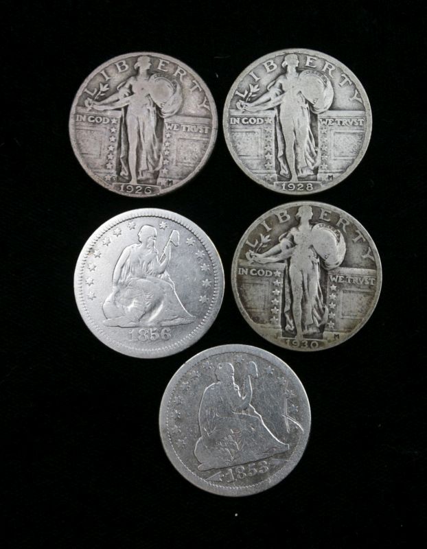 GROUP OF STANDING AND SEATED LIBERTY COINS $.25