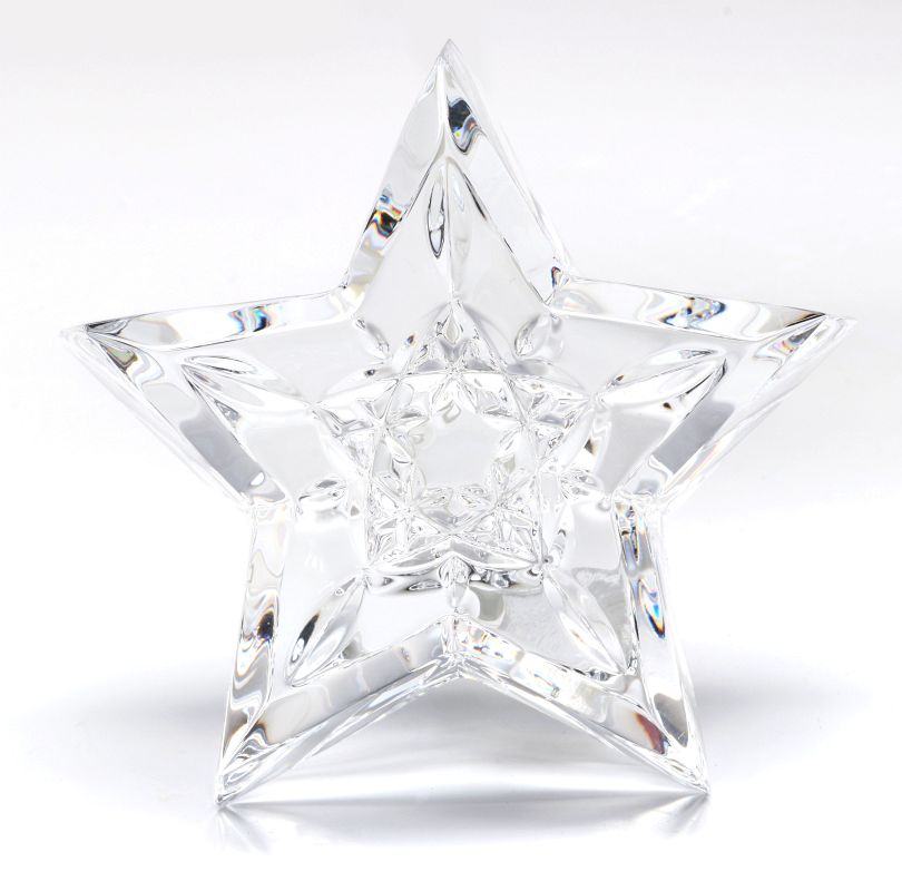 A WATERFORD LISMORE STAR PAPERWEIGHT WITH BOX