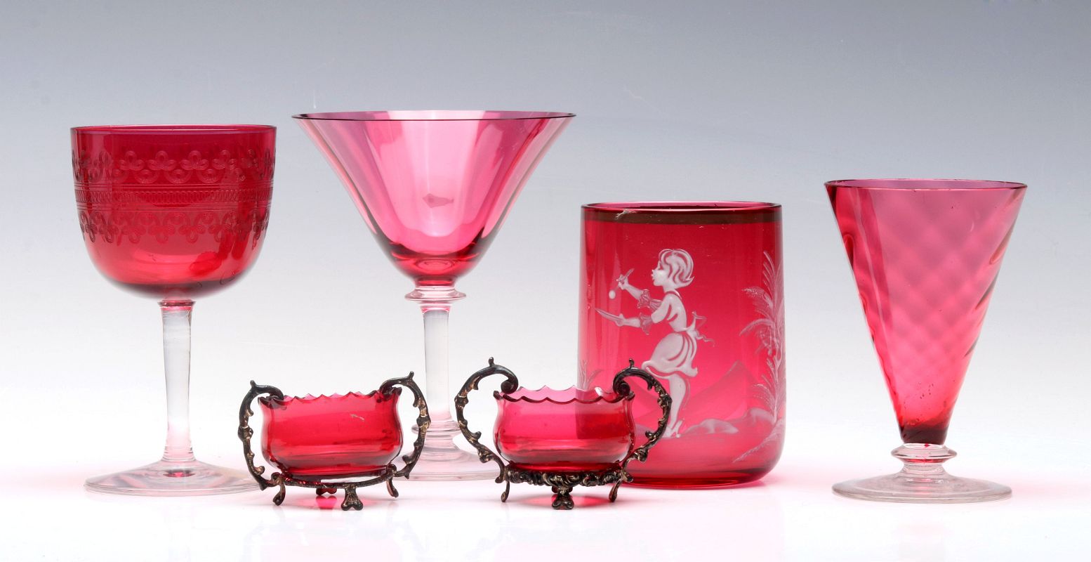 A COLLECTION OF STEUBEN AND OTHER CRANBERRY GLASS