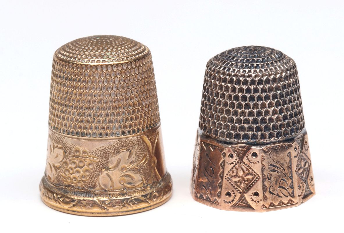 STERLING SILVER AND GOLD FILLED ANTIQUE THIMBLES