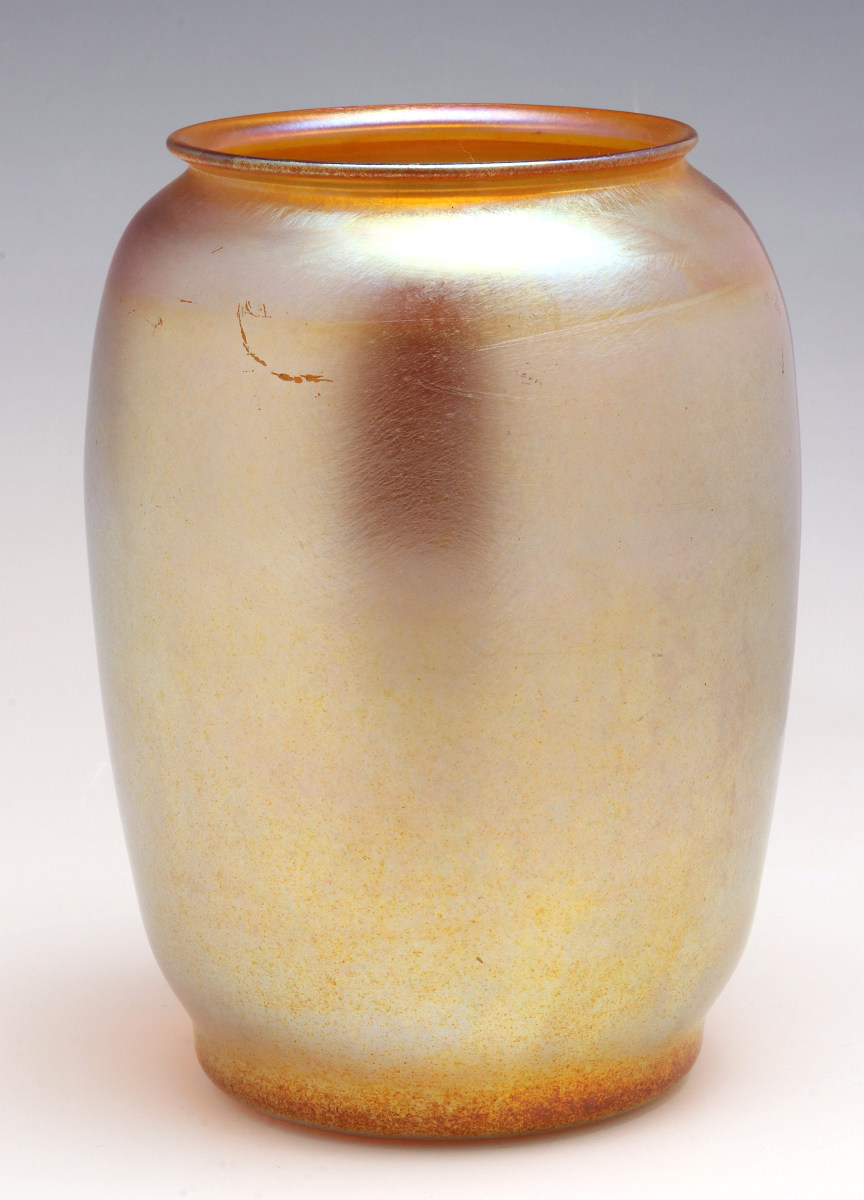 A DURAND GOLD AURENE ART GLASS VASE SIGNED 1908