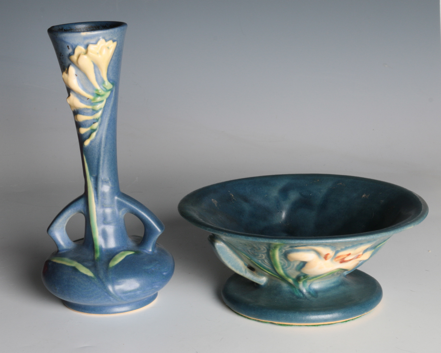 ROSEVILLE 'FREESIA' AND 'ZEPHYR LILY' ART POTTERY
