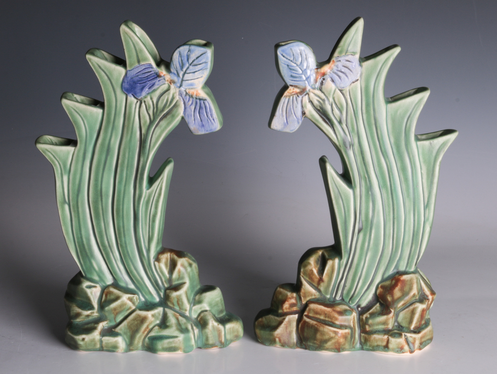 A PAIR OF WELLER 'ARDSLEY' STEPPED IRIS VASES
