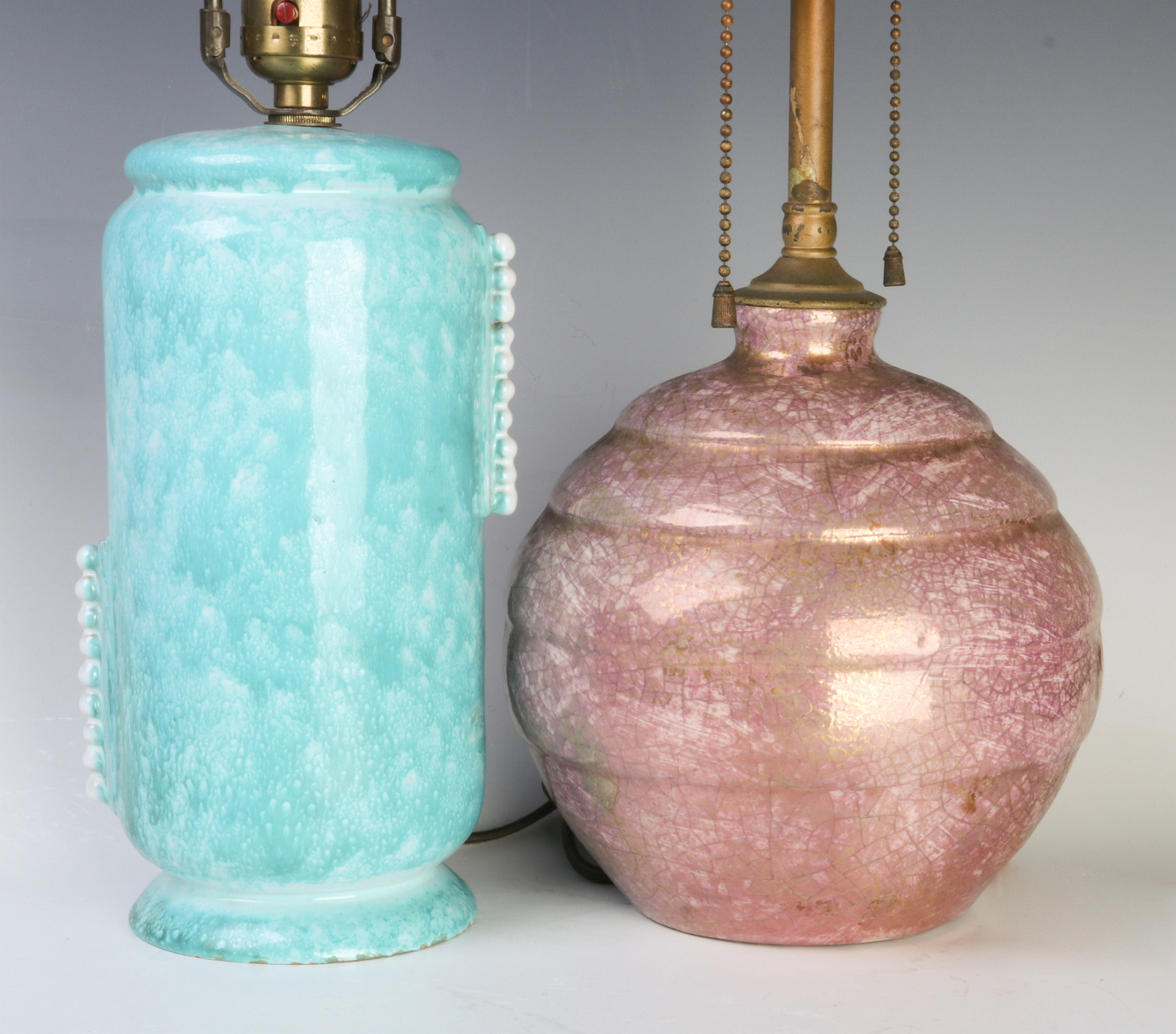 TWO FRENCH ART DECO POTTERY LAMPS