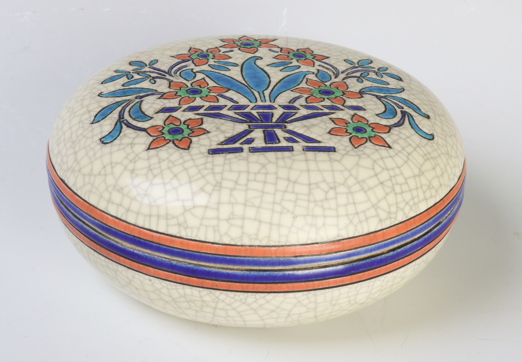 A LONGWY FRENCH ART POTTERY COVERED BOX