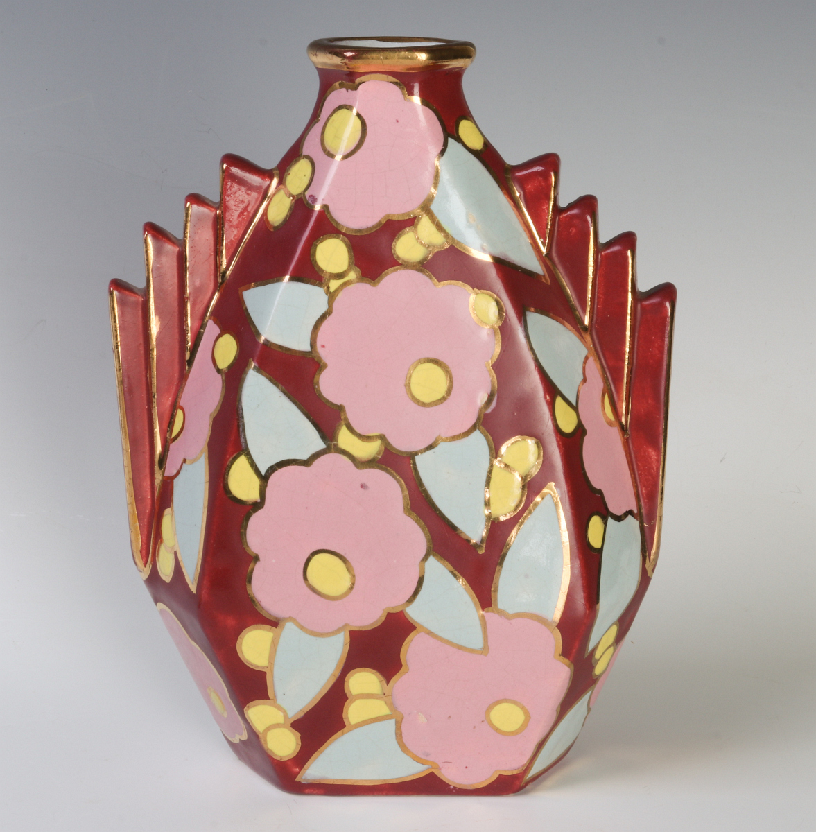 A PURE ART DECO POTTERY VASE MADE IN BELGIUM