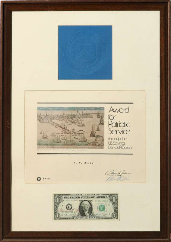 FRANCINE IRVING NEFF (1925-2010) SIGNED $1 BILL