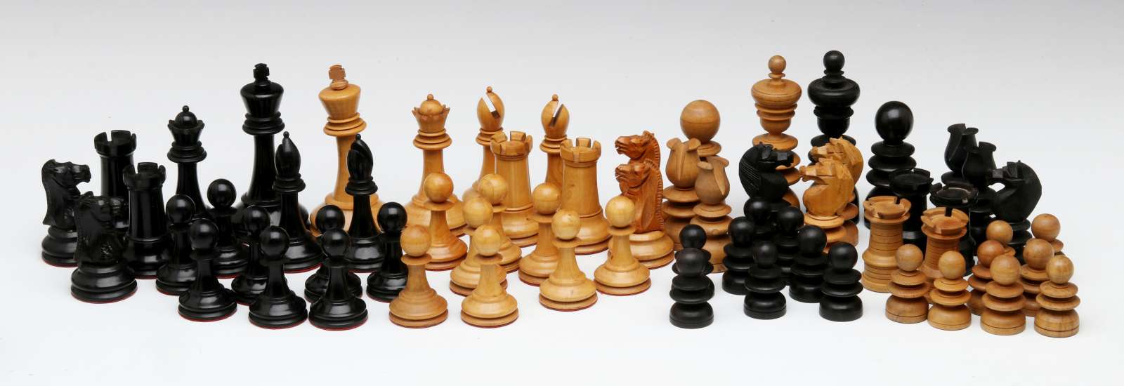 VINTAGE CARVED WOOD CHESS SETS, ONE STAUNTON TYPE