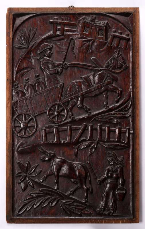 A PAIR IRISH 18TH CENTURY BAS RELIEF WOOD CARVINGS