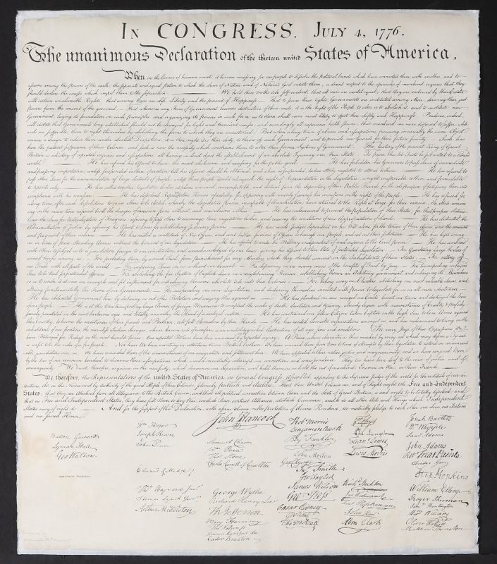 DECLARATION OF INDEPENDENCE ANASTATIC FAC-SIMILE