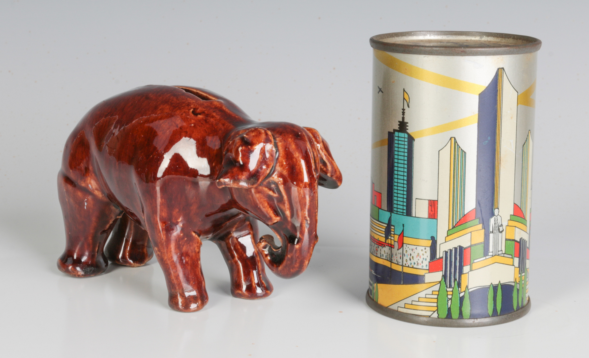 COLLECTIBLE COIN BANKS, WORLD'S FAIR AND ELEPHANT