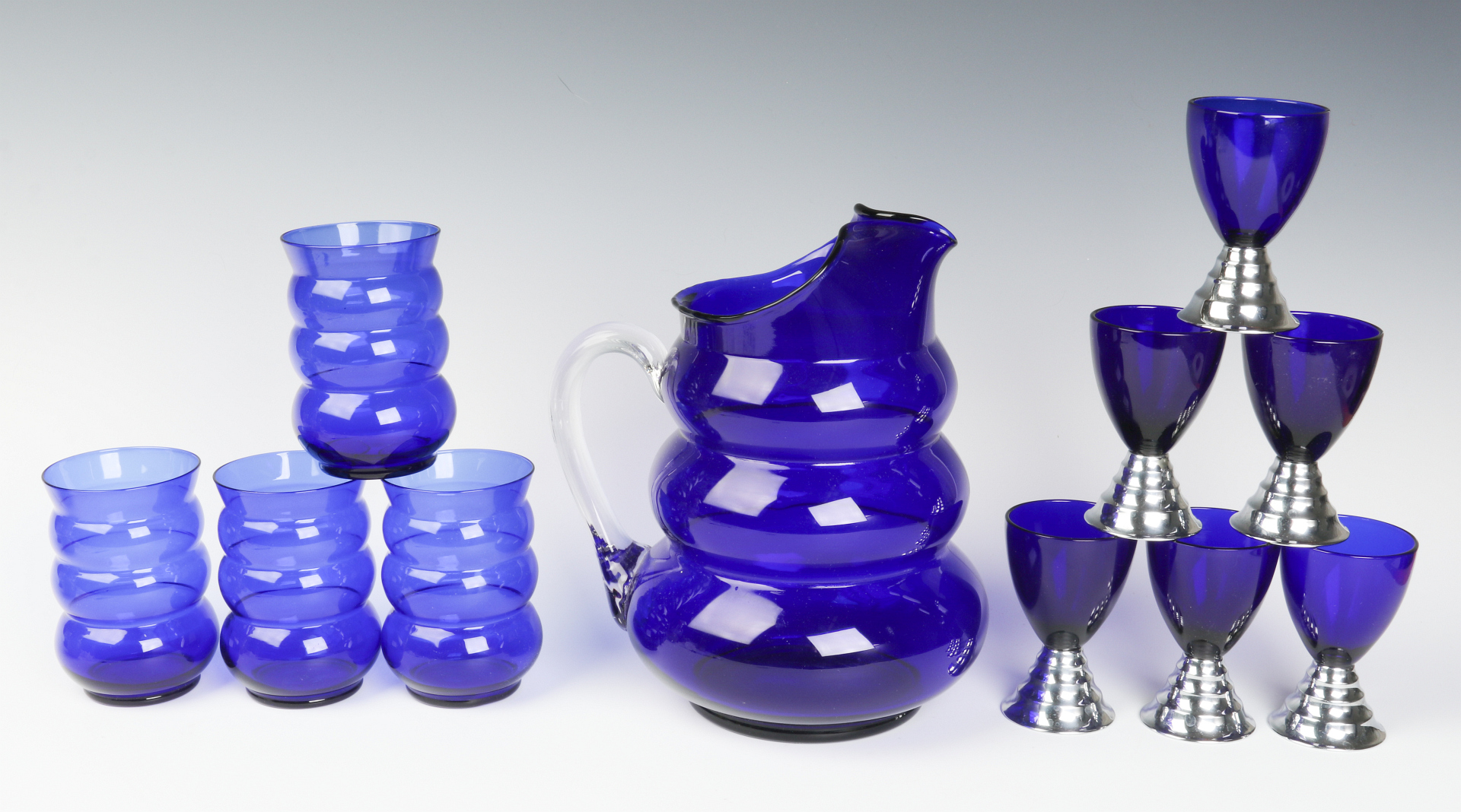 HARPO GLASS SET & CHASE BLUE MOON COCKTAIL CUPS