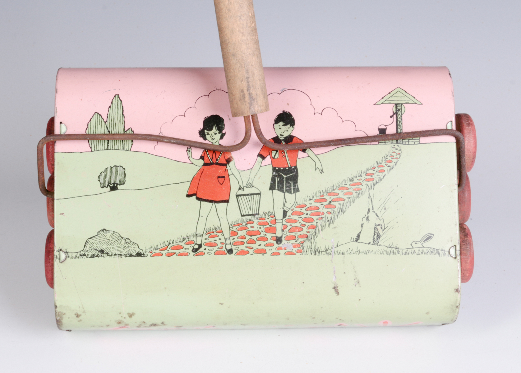 A TIN LITHO 'JACK AND JILL' CHILD'S CARPET SWEEPER