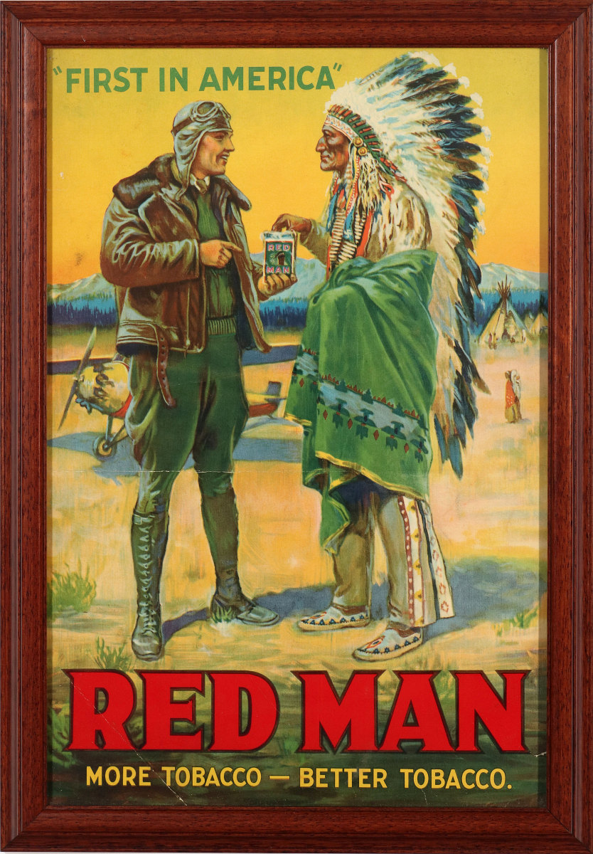 RED MAN TOBACCO ADVERTISING WITH AVIATOR & INDIAN