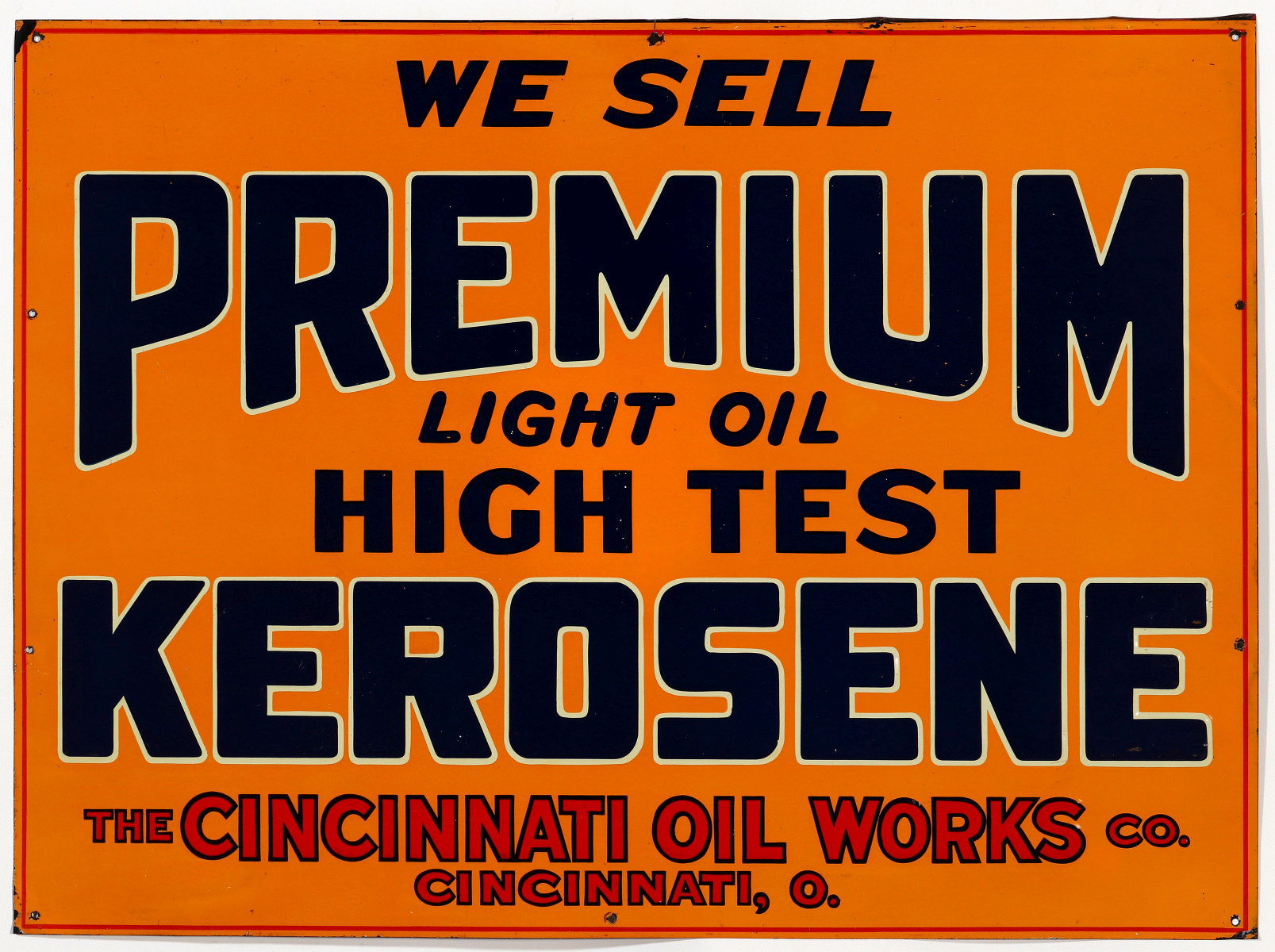 A TIN ADVERTISING SIGN FOR PREMIUM KEROSENE C 1920