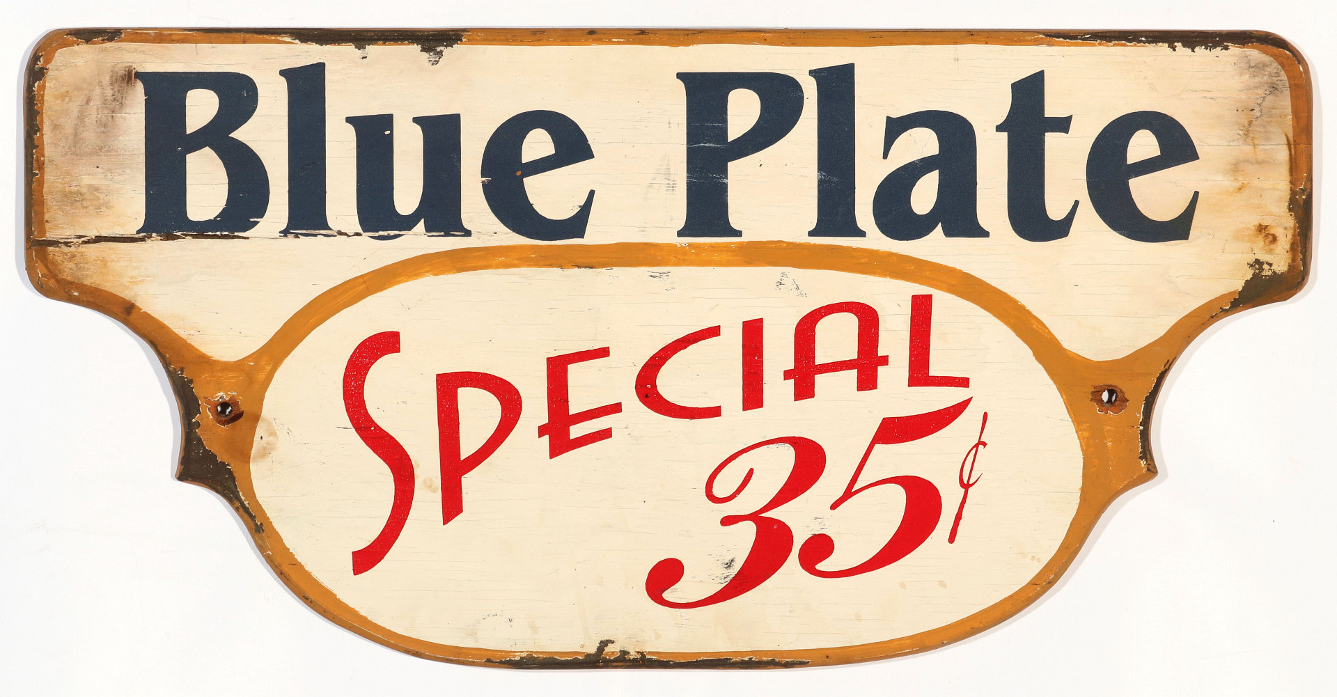 PAINTED WOOD SIGN - BLUE PLATE SPECIAL 35 CENTS