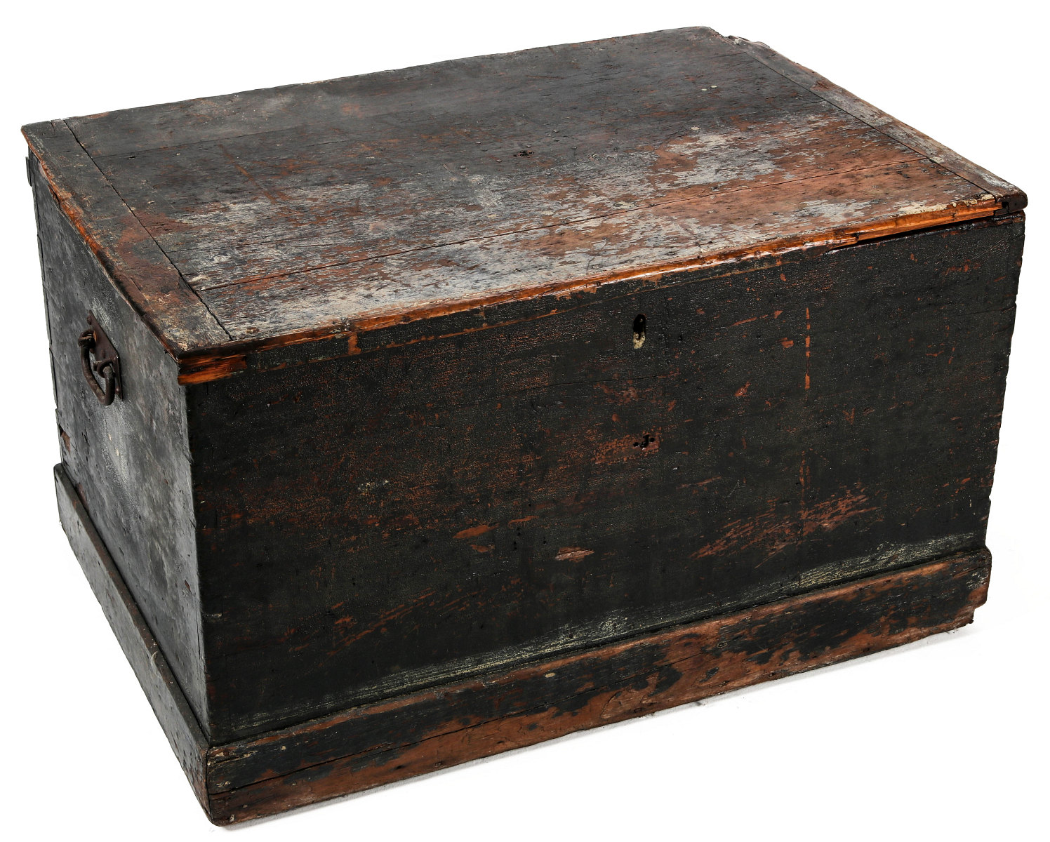 A 19TH CENTURY IMMIGRANT'S CHEST, OLD GREEN PAINT