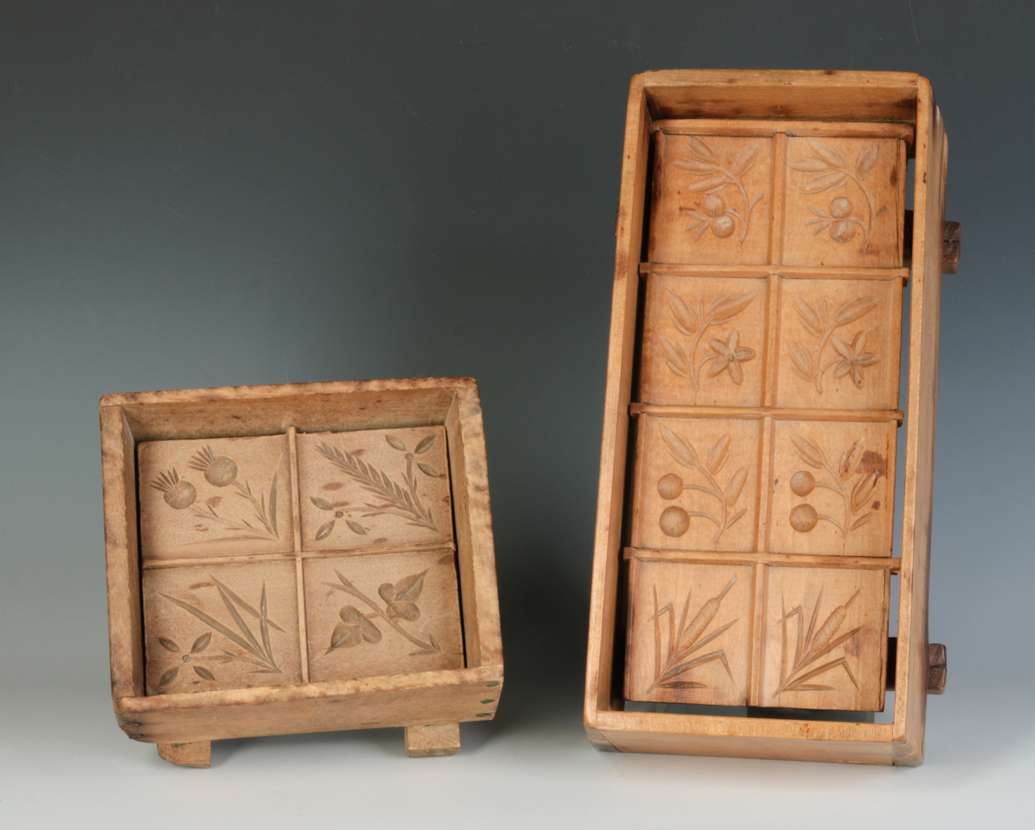 TWO CIRCA 1900 BLANCHARD-TYPE BUTTER MOLDS