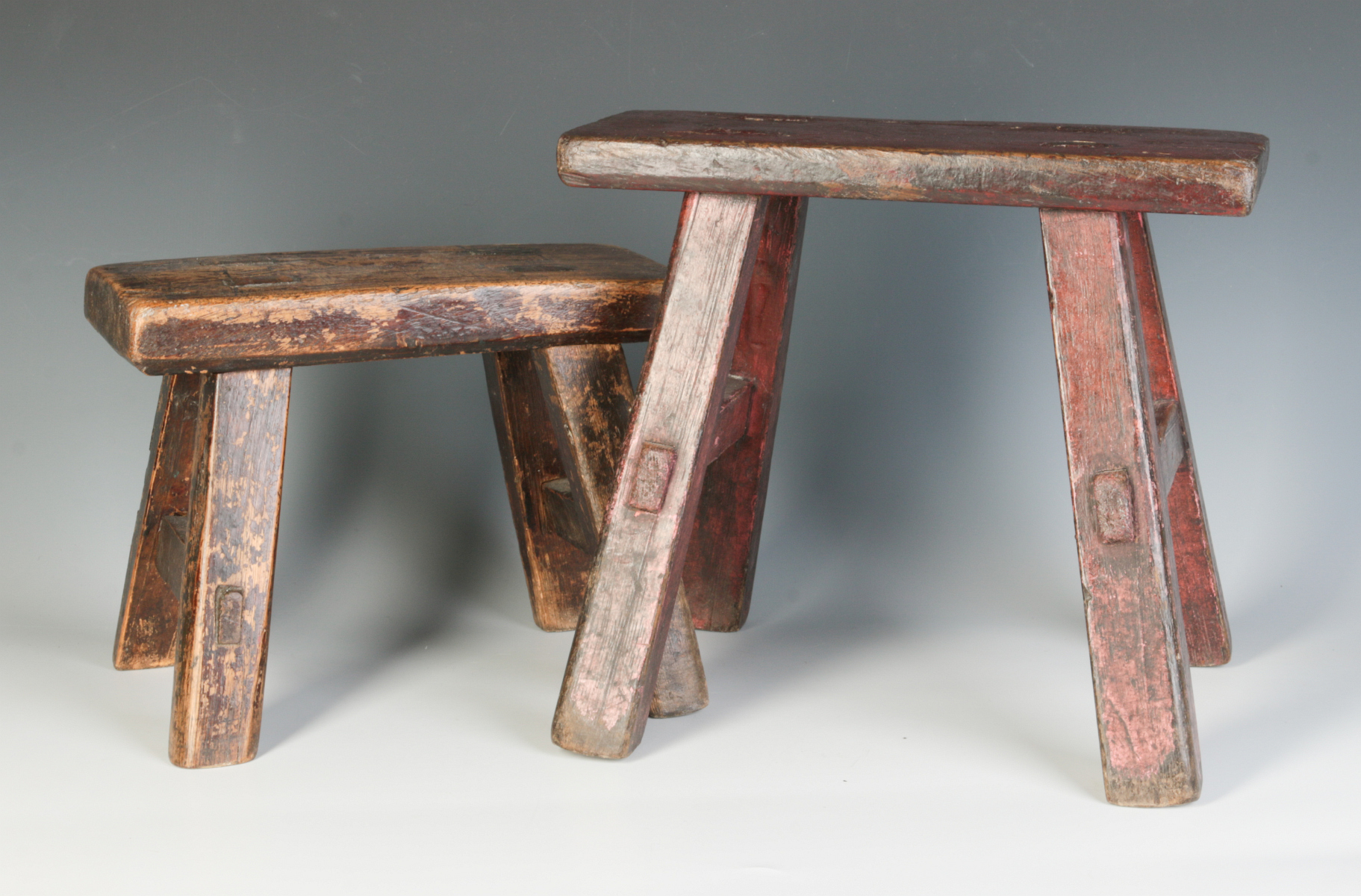 TWO GOOD EARLY 19TH CENTURY CRICKET STOOLS