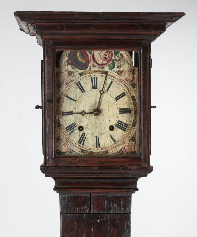 AN EARLY 19TH C PAINTED TALL CLOCK 72 INCHES HIGH