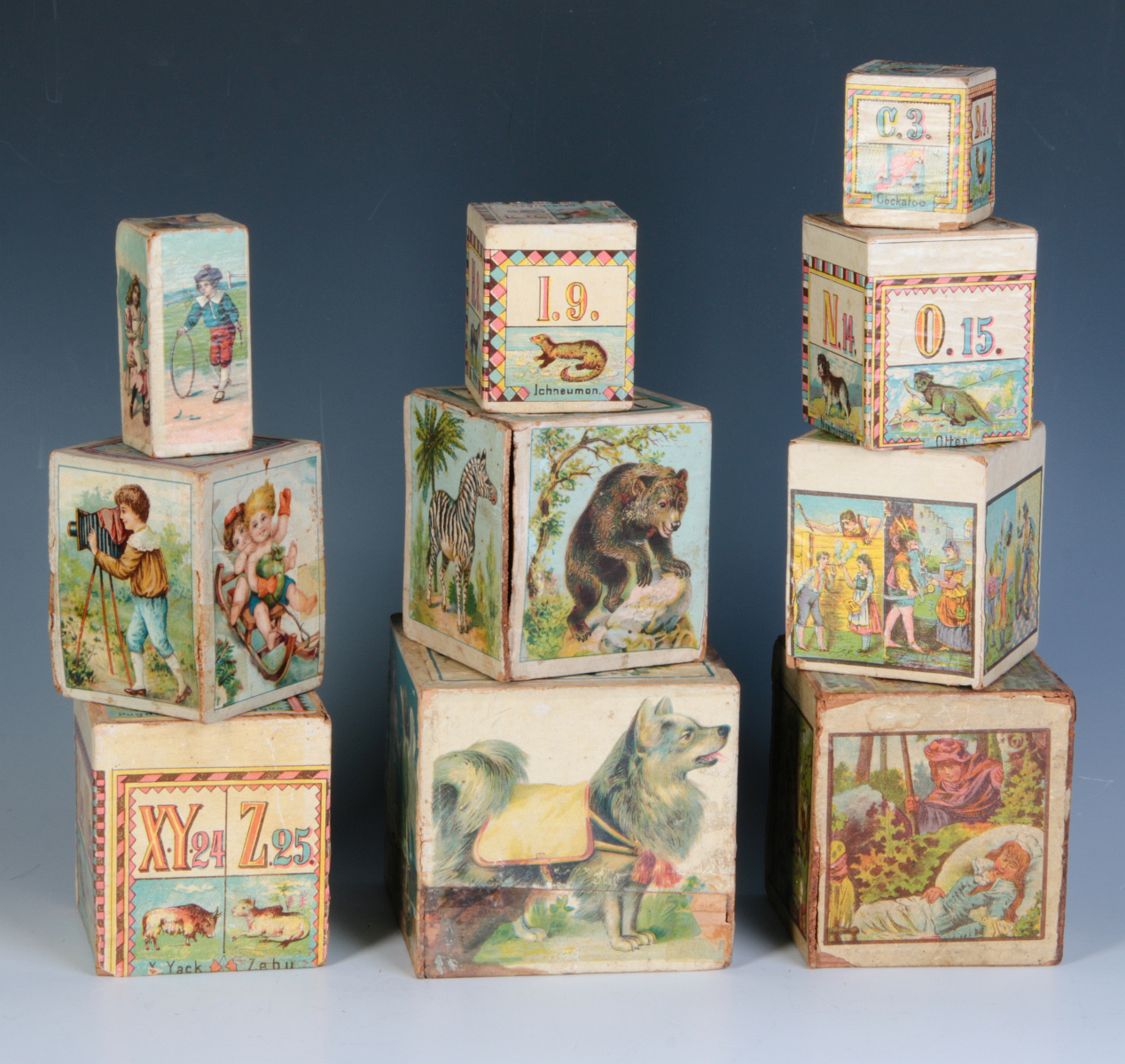 A COLLECTION 19C. LITHO ON WOOD CHILDREN'S BLOCKS