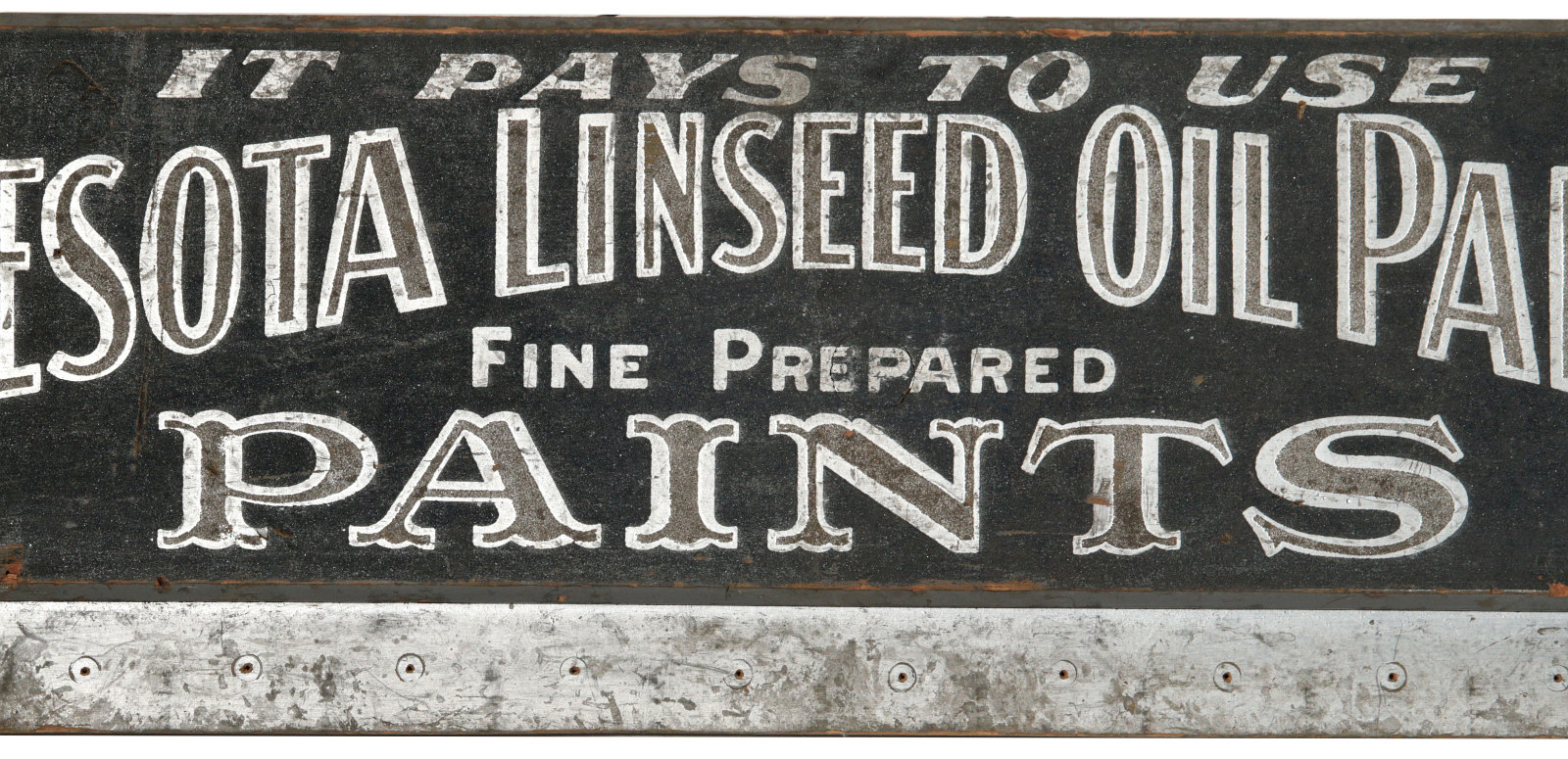 A 19TH C. SAND SURFACE SIGN, MINNESOTA LINSEED OIL