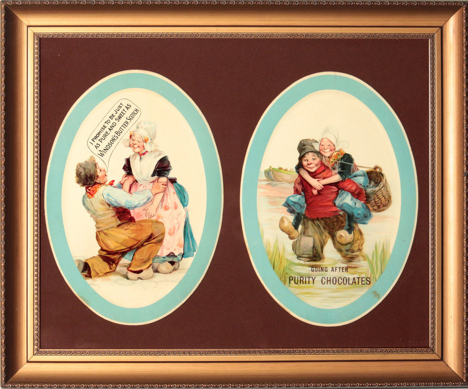 TWO CIRCA 1890 CANDY ADVERTISING PLACARDS