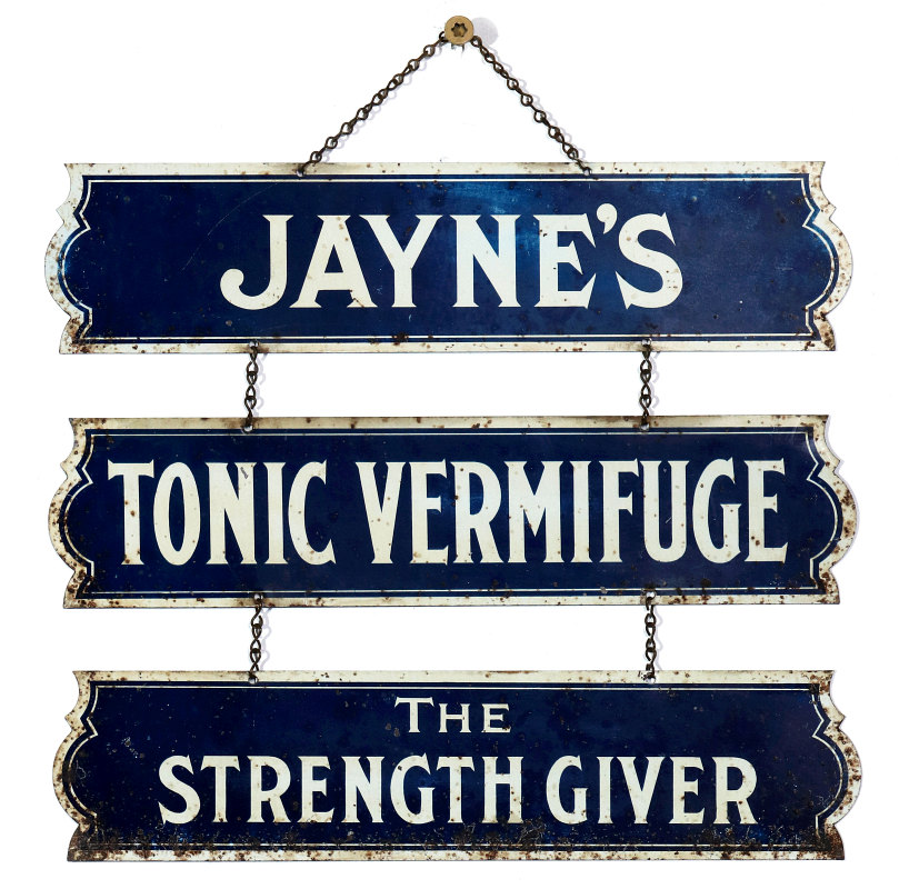 A RARE JAYNE'S TONIC SIGN - 'THE STRENGTH GIVER'