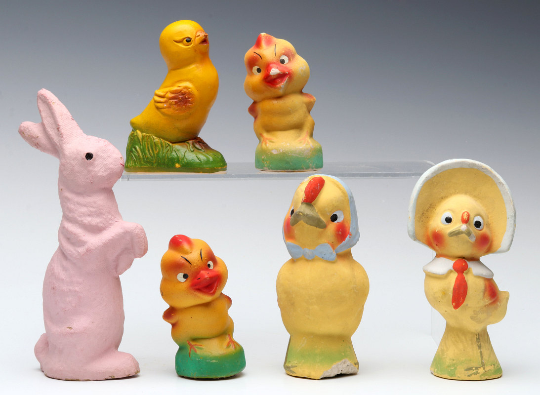 COLLECTION OF 1940s GERMAN PLASTER EASTER FIGURES