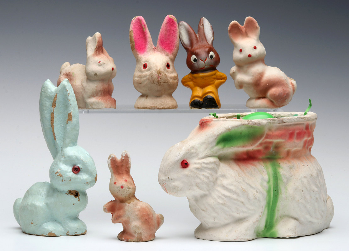 A COLLECTION OF VINTAGE EASTER RABBIT FIGURES